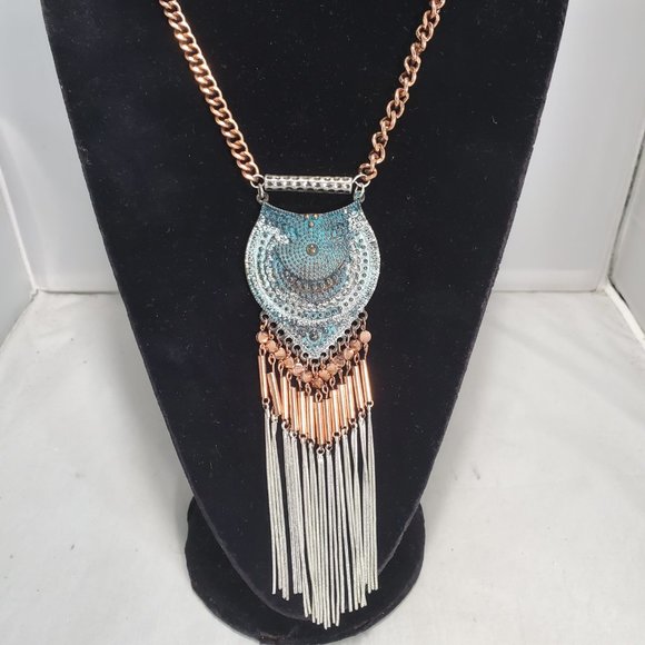 Gimmicks silver snake chain fringe necklace - Picture 4 of 10